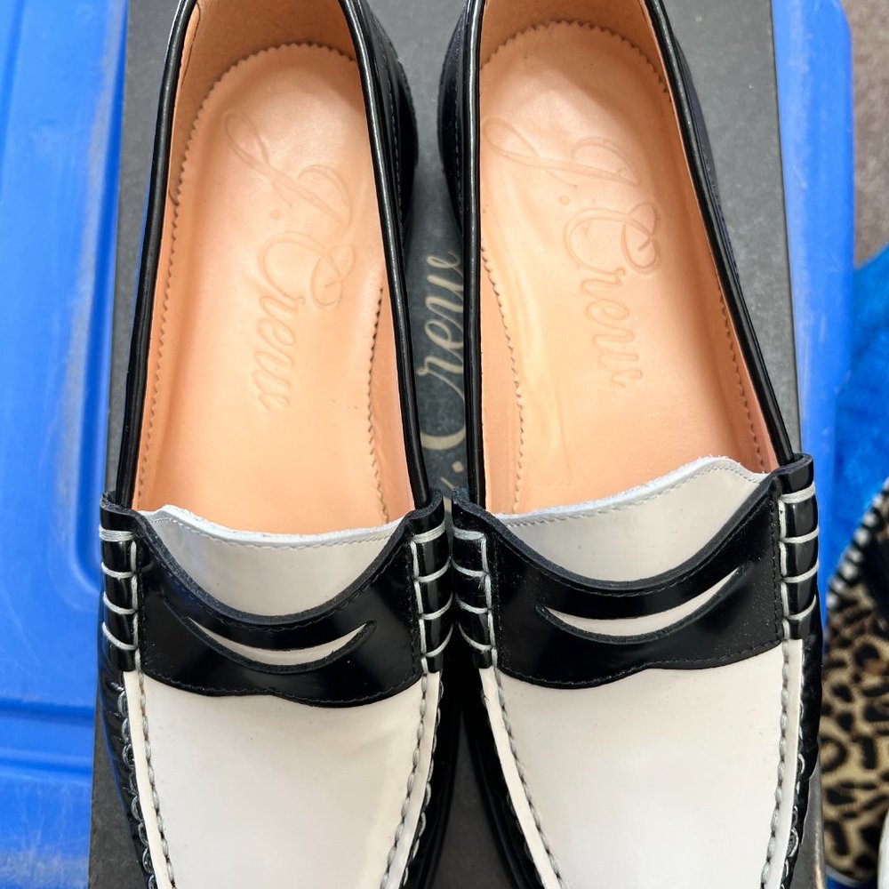 J Crew black penny tab loafers